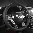 Customized Auto Car Steering Wheel Cover for Ford Escape,Explorer,Fusion,Focus,Bronco,Transit,Edge (Black- Standard Size)