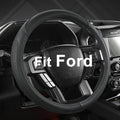 Car Steering Wheel Cover for Ford F-150, F-250, F-350, Expedition (Black-Large Size)