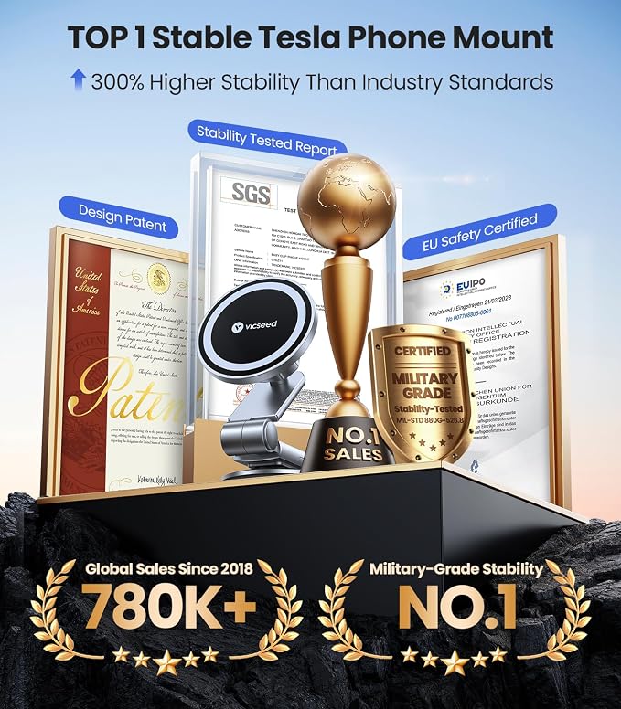 Tesla Phone Mount【Strongest Magnet Power】Foldable Hidden Tesla Phone Holder Fit for All Phone, Tesla Model 3 Model Y for MagSafe Car Mount, Tesla Model 3 Accessories, Tesla Model Y Accessories