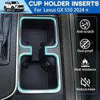 Center Console Cup Holder Inserts for 2024 2025 2026 Lexus GX550 Accessories Non-Slip Cup Holder Silicone Protection Pad Cupholder Coaster Liner for GX 550 Drink Organizer Interior Mat Black