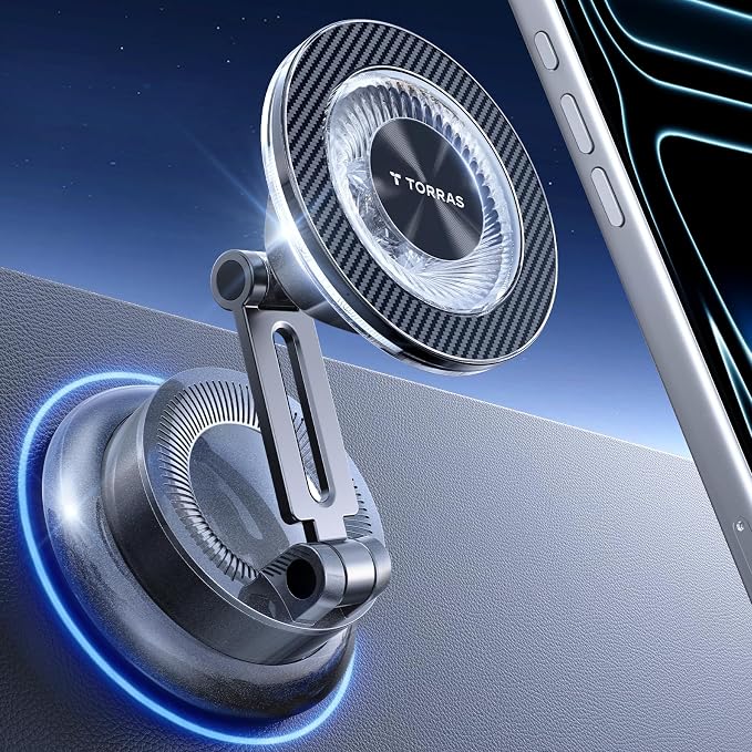 2026 Upgraded Vacuum Car Phone Holder for MagSafe Car Mount [98+ LBS Strongest Suction | 24 N58 Magnets] 360° Adjustable Magnetic Phone Holders for Your Car, for iPhone 17-12 Pro Max Plus Air