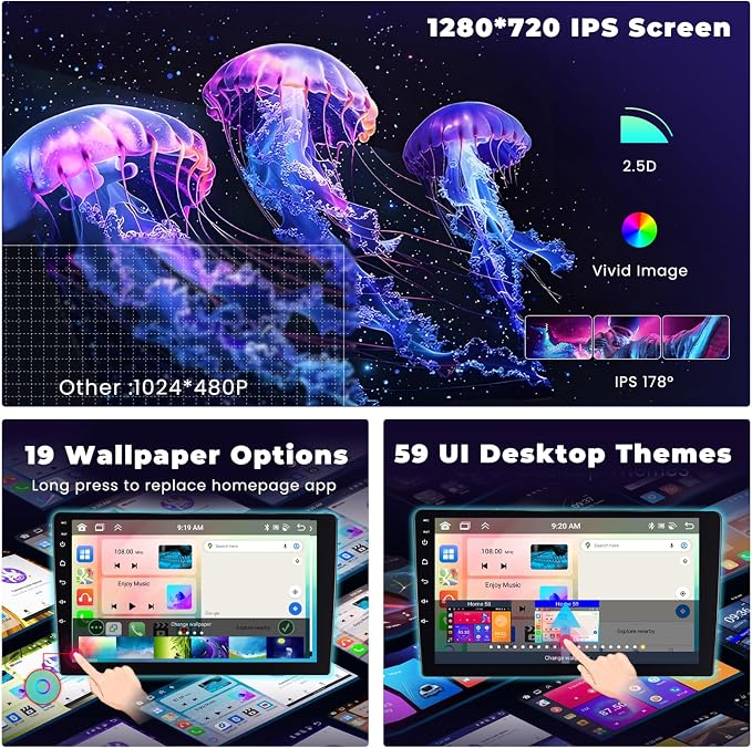4G+64G 8Core Android 15 Car Stereo for Nissan Juke 2011-2016 Wireless CarPlay Android Auto, 9” IPS 1280 * 720 Touch Screen Radio Upgrade Bluetooth 5.0 GPS Navi 5G WiFi FM/RDS SWC