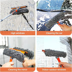89'' Squeegee Window Cleaner 2 in 1 Rotatable Window Cleaning Tool Kit with Extension Pole, Window Washing Equipment with Bendable Head for Indoor/Outdoor Window and Car Glass