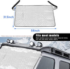 Car Rear Windshield Cover, Magnetic Auto Rear Windscreen Snow Ice Cover, 4 Layers All-Weather Ice Frost Snow Protector, Automotive Winter Accessories for Most Vehicles