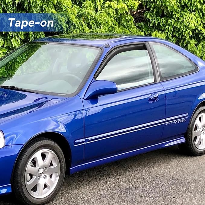 Window Visors Rain Guards Shield for 1996-2000 Honda Civic Coupe, Out-Channel Window Vent Wind Deflectors Visors Shades for 96-00 Civic