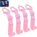 Headrest Hooks for Car Adjustable 4 Pack Vehicle Seat Back Organizer Storage Hanger Holder for Purse Bags Universal Fit with Clip Pink
