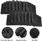 30 Pcs 16 x 16 Inch Edgeless Microfiber Plush Towels for Cars Detailing Drying Wash Polishing Absorbent Cleaning Cloths, 500 GSM (Black)