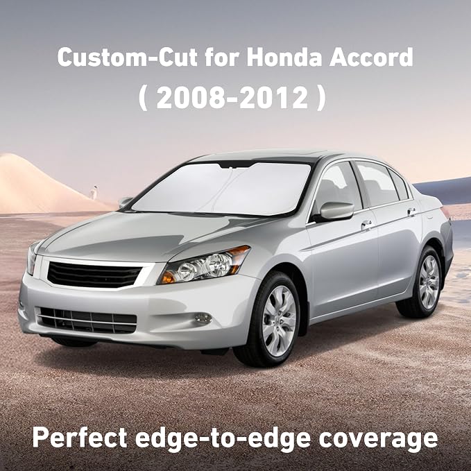 Windshield Sunshade Compatible for Honda Accord 2008-2010 2011 2012, Sun Visor for Front Windshield & Window Sun Shade Cover, UV Heat Blocker & Protector, Car Accessories