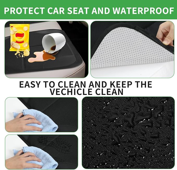 4 Pack Non-slip Car Seat Protector and Backseat Organizer Kick Mat with Tablet Holder, Large Waterproof Car Seat Protector with Storage Pockets for Leather and Fabric