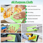 Sage Green Microfiber Cleaning Cloth -Pack of 12, Highly Absorbent Cleaning Rags, 16"X12" All Purpose Cleaning Towels for Housekeeping, Kitchen, Car, Lint Free and Reusable Microfiber Towels