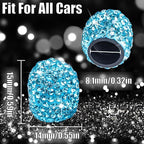 4PCS Bling Crystal Diamond Tire Stem Valve Caps, Dustproof Car Wheel Tire Valve Caps Universal Tire Valve Stem Covers for Cars, SUV, Trucks, Bikes, Motorcycles, Bicycles (Light Blue)