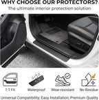 4 PCS Car Door Sill Protectors, Carbon Fiber Anti-Scratch Waterproof Threshold Guard Stickers, Front Rear Entry Scuff Protective Cover, Universal for Most Cars SUVs Trucks (Black)