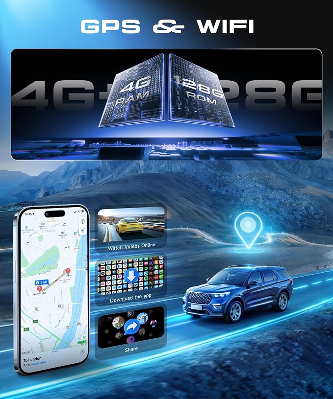 Android Car Radio for Nissan Altima 2008-2012 with Wireless CarPlay Android Auto, 4G+128G 9 Inch Touchscreen Car Stereo Mirror Link GPS Navigation WiFi Bluetooth FM RDS EQ SWC Backup Camera