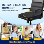 Car Seat Cushion – Memory Foam Pad for Driving Comfort – Boosts Height and Relieves Coccyx & Lower Back Pain – Car, Truck, Office Chair (Leather & 4D Mesh Black)