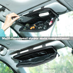 Heavy Duty Molle Car Sun Visor Organizer with Card Storage,Glasses Clip | Semi-Rigid Molle Panel for Cars SUVs Pickups Trucks Tactical Visor Organizer Storage Pouch Car Sun Storage Pocket