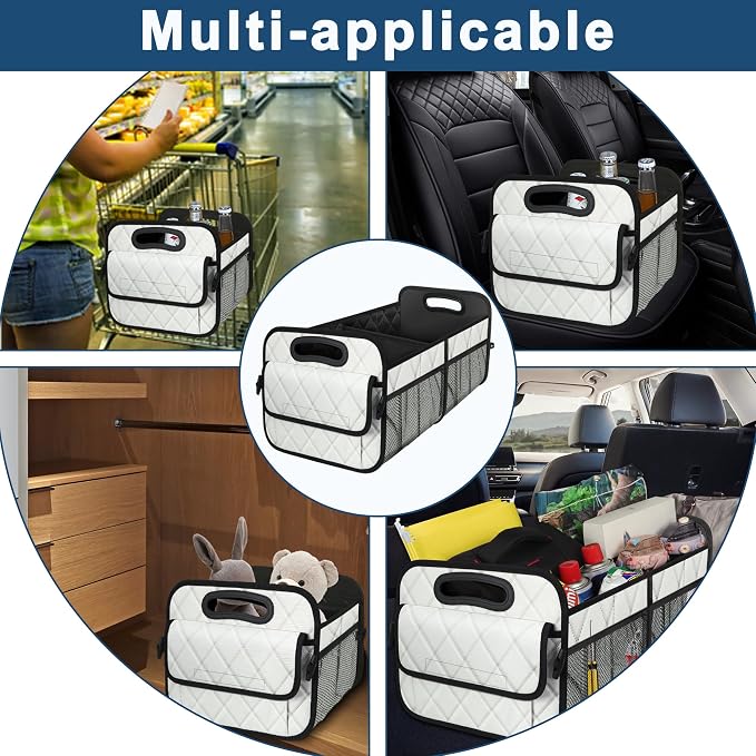 Car Trunk Organizer for SUV, Car Organizers and Storage with Reinforced Handles, Car Accessories for Women/Men 70L Waterproof Polyester Trunk Organizer(Large, Beige)