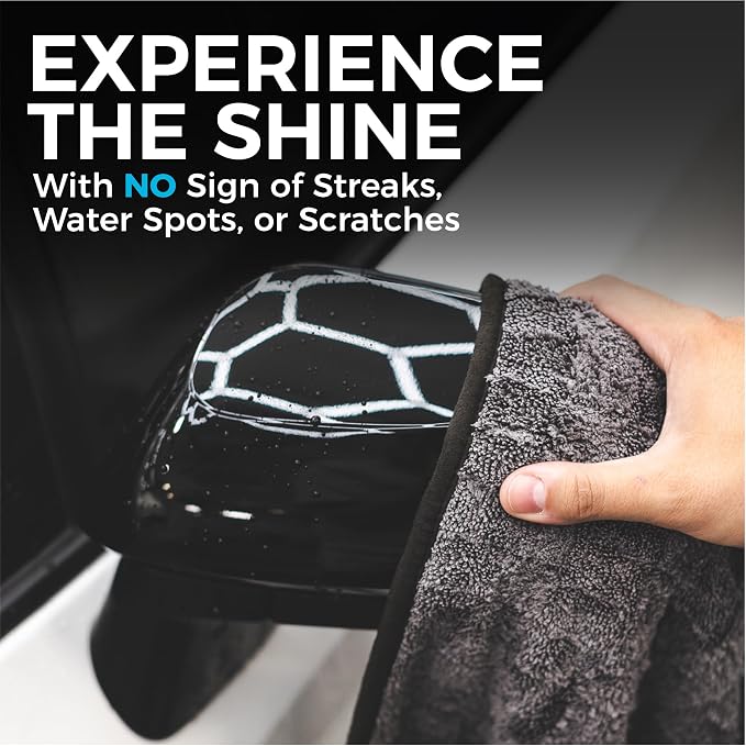 Gauntlet Car Drying Towel, Ultra-Absorbent 70/30 Blend Korean Microfiber, Dries Vehicles Faster Without Scratching, 900 GSM, 20x30 Inches, Ice Grey/Grey, 1-Pack