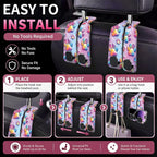 Car Seat Back Storage Hook, Funny Car Purse Hook, Cute Vehicle Storage Organizer for Purses Handbags Cute Pastel Paw
