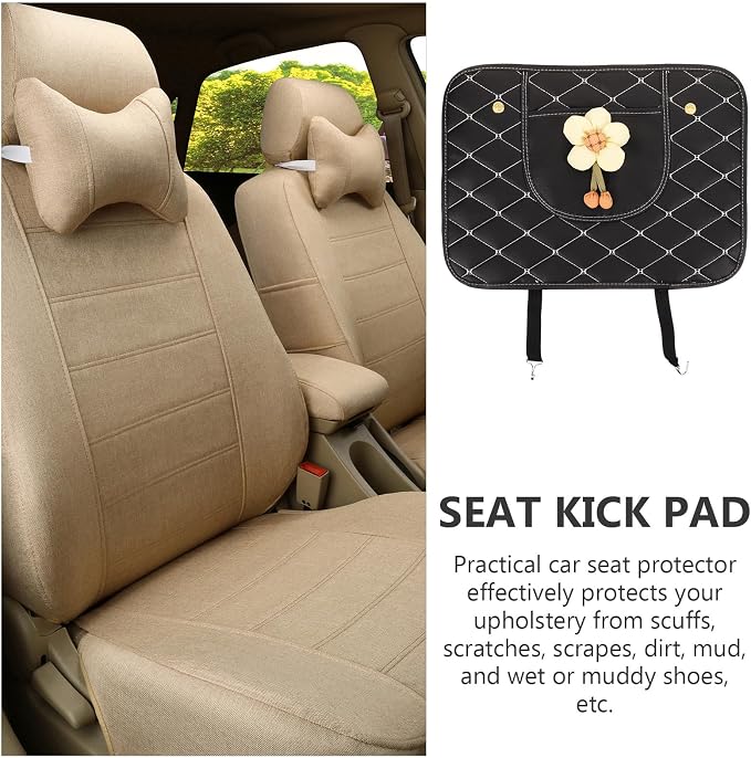 Back Kick Protector for Anti-kick Mat Backseat Cover with Wear-Resistant Black Fabric Car Interior Seat Back Protector