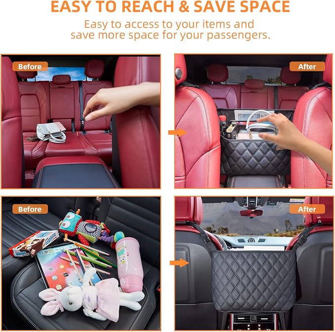 Car Net Pocket Handbag Holder Between Seats Back Storage Organizer Purse Holder for Console Front Seat Storage Barrier