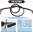 Car Door Edge Guard, 16.4ft U Shape Rubber Edge Trim Seal Strip Protector Universal for Car Truck ATV Boat Multifunctional No Glue PVC Iron Black