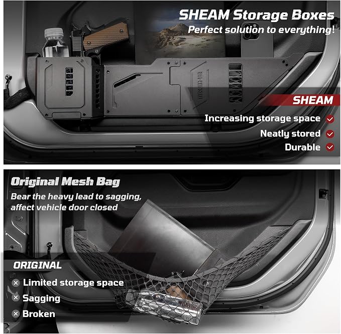 Metal Front Door Pocket Storage Box with Cup Holder Compatible with Jeep Wrangler JL JLU 4XE(2018-2026) & Gladiator JT(2020-2026), Car Side Insert Organizer Box Interior Accessories - 2PCS