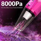 Car Detailing Kit Interior Cleaner, Car Cleaning Kit with 8000PA Cordless Pink Handheld Vacuum Cleaner, Car Interior Detailing Brush Set, Pink Car Accessories, Gift for Women