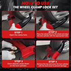 2 Pack Trailer Wheel Lock | Heavy Duty Anti Theft Wheel Clamp Lock with 3 Keys Adjustable Security Tire Lock Fits 7-11" Width Tyres, Great Deterrent for Trailers Car SUV Boats ATVs (Red-Black)
