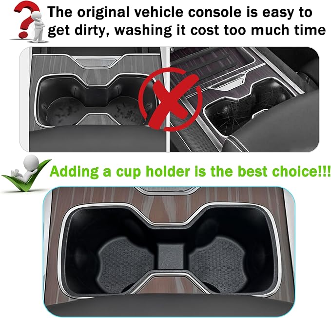 Center Console Cup Holder Inserts for 2024-2026 Chevrolet Silverado EV RST & LT/GMC Sierra EV Denali Accessories Noise-Free TPE Middle Console Drink Holder Organizer Non-Slip Cup Holder Protector