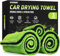 2+1 Pack Car Drying Towels – Microfiber Towels for Cars (36" x 24"), Ultra-Absorbent, Streak-Free, Scratch-Free, No Water Spots, Double-Twist Pile & Edgeless Design, Grey Green