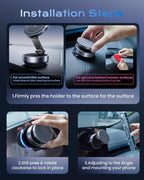 Magnetic Phone Charging Holder Mount for Magsafe Car Mount Charger, 15W Fast Charger Wireless [108+LBS Suction & 3800gf Magnetic], 360° Adjustable Vacuum Holder for iPhone 12-17 series (with Adapter)