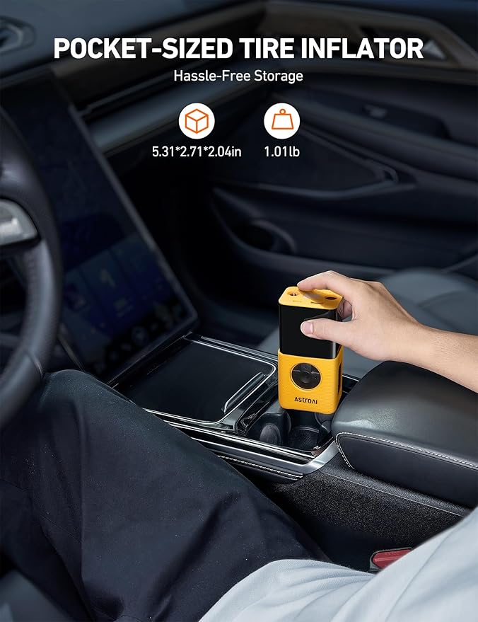 L7S Tire Inflator Portable Air Compressor Cordless with Digital Pressure Gauge, 150 PSI LED Light Bike Air Pump with Fast Inflation & Auto Shut-Off for Car Tires,Motorcycles,Bikes,Balls,Yellow