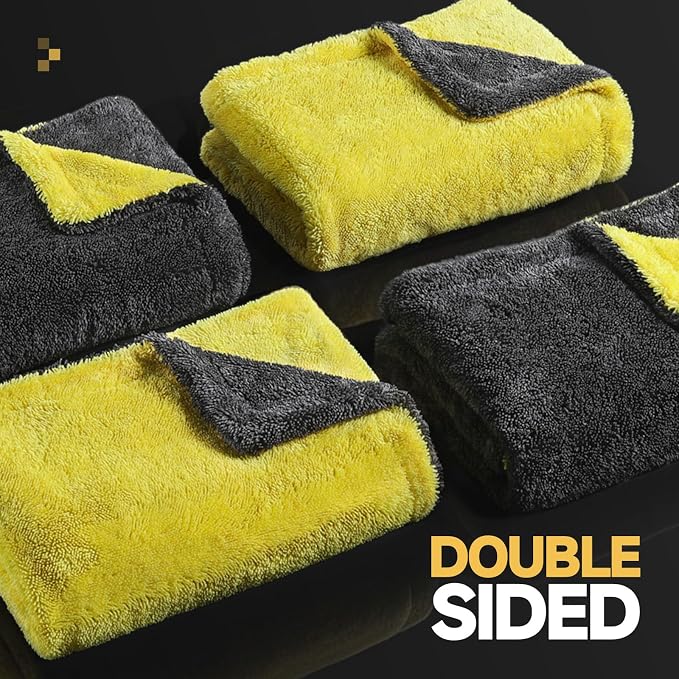 Microfiber Towels for Cars Drying Towel - 36"x24", Streak-Free Double-Sided Ultra Absorbent Bath Towels, Edgeless Design for Car Detailing Cleaning & Household