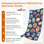 Car Seat Cover Towel for Front Seats Non-Slip with Headrest Pocket & Strap | Universal Fit for Cars Truck SUV|Car Seat Hoodie & Phocho Perfect After Gym Workout, Beach,Yoga and Running|Anti-dog Scratch