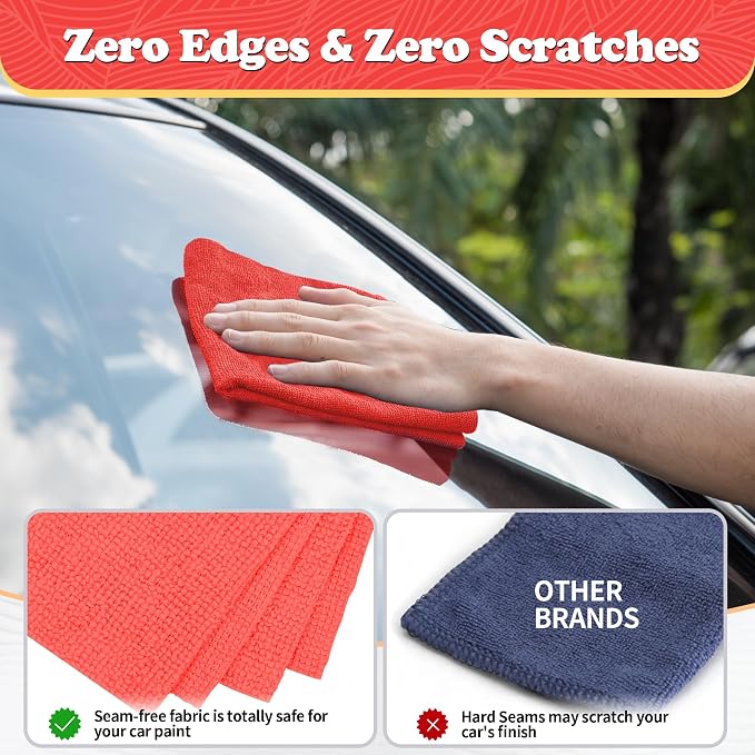 Shop Towels, Red Microfiber Cleaning Cloth Bulk, 200 Pack Microfiber Towels for Cars, All-Purpose Absorbent Cleaning Rags, Dust Cloth for Automotive, Mechanic, Garage, Bar, 11.5 x 11.5 inch