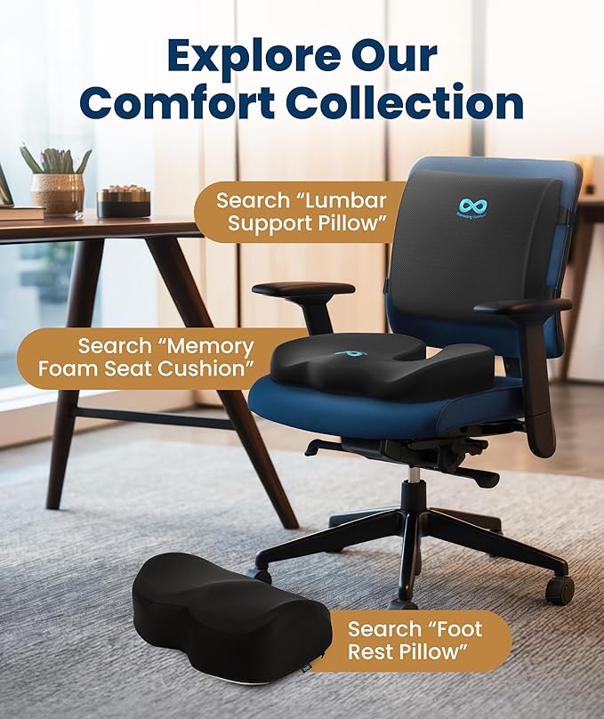 Car Seat Cushion for Driving - Orthopedic Car Cushion for Office, Travel, Gaming Chair Memory Foam Driver Booster for Short People, Non-Slip, Washable Cover, Back & Sciatica Relief
