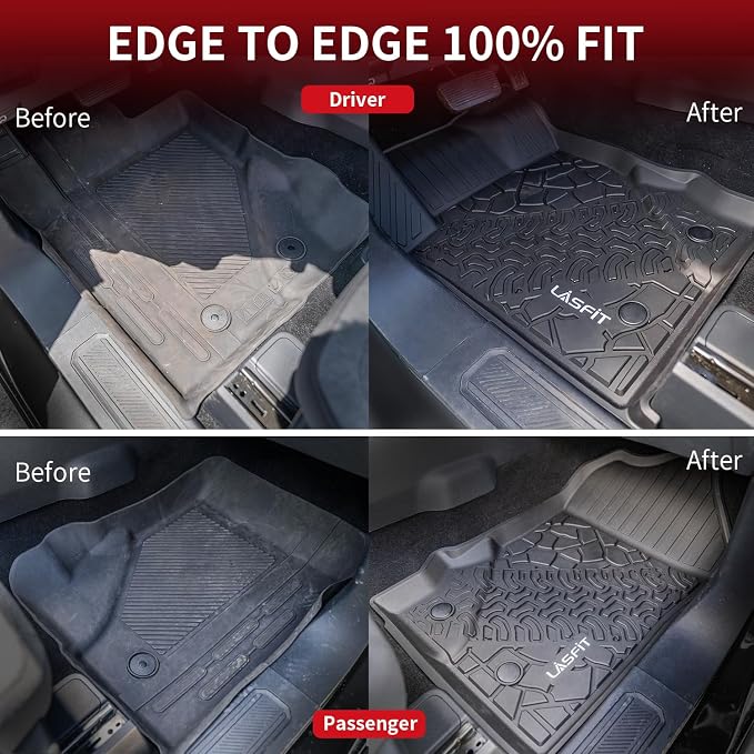 Floor Mats for Ford Bronco 2-Door 2026 2025 2024 2023 2022 2021(Not for Bronco Sport) All Weather TPE Custom Fit Car Floor Liners, 1st & 2nd Row, 3pcs Black