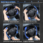 Line Rider Microfiber 14 Inch Leather Sporty Steering Wheel Cover Universal Fits for Truck,SUV,Cars, Anti-Slip Safety Comfortable Desgin (Black-Blue)