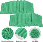 30 Pcs 16 x 16 Inch Edgeless Microfiber Plush Towels for Cars Detailing Drying Wash Polishing Absorbent Cleaning Cloths, 500 GSM (Grass Green)