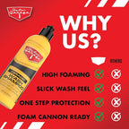 Jay Leno's Garage Ceramic Wash Shampoo Car Wash Soap with SiO2 Ceramic Protection High Foaming Gloss Enhancer Water Beading for Coated and Non Coated Vehicles (16 OZ)