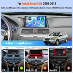 4+64G Android 15 Car Radio for Honda Accord 2008 2009 2010 2011 2012 2013, Wireless CarPlay/Android Auto, 10.1 Inch Touchscreen for Accord 8th Car Stereo, Bluetooth 5.0, FM/RDS, 32EQ, GPS, WiFi, UI