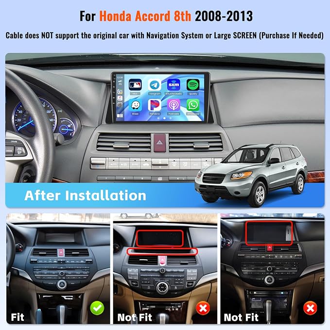 4+64G Android 15 Car Radio for Honda Accord 2008 2009 2010 2011 2012 2013, Wireless CarPlay/Android Auto, 10.1 Inch Touchscreen for Accord 8th Car Stereo, Bluetooth 5.0, FM/RDS, 32EQ, GPS, WiFi, UI
