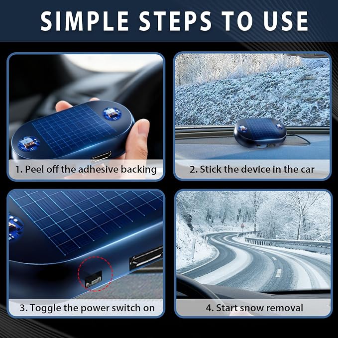 Anti-Freeze Electromagnetic Car Snow Removal Device, 2026 New Solar Car Interference Antifreeze Instrument, Easy Set up Defroster for Car Windshield, Universal Fit for All Vehicles-2pcs