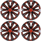4-Pack 14 Inches Wheel Rim Cover Hubcaps,Redesign Fashion Style Replacement Hubcaps,Car Truck SUV Hub Accessories, Black&Red&Lacquer