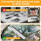 Pro 3 in 1 Window Cleaning Scraper with 2 Replaceable Cleaning Cotton Strips, 3 in 1 Spray Squeegee, Window Squeegee, Suitable for Cleaning Bathroom Glass, Mirrors, Car Windows (Blue)