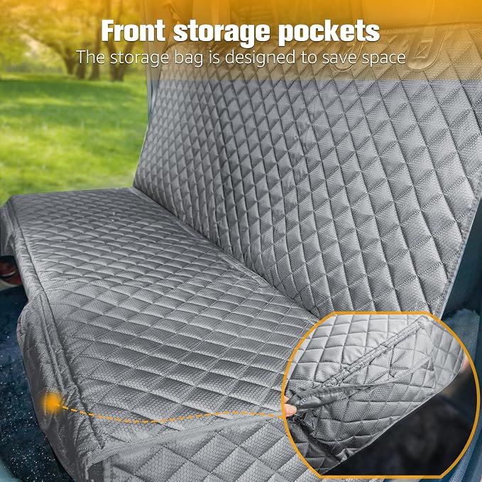 Dog Car Seat Covers for Truck Ford F150/Chevrolet Silverado 1500/Ram 1500/GMC Sierra 1500, Waterproof Pet Back Seat Cover for Trucks, Scratchproof Nonslip Durable Rear Seat Cover for Dogs