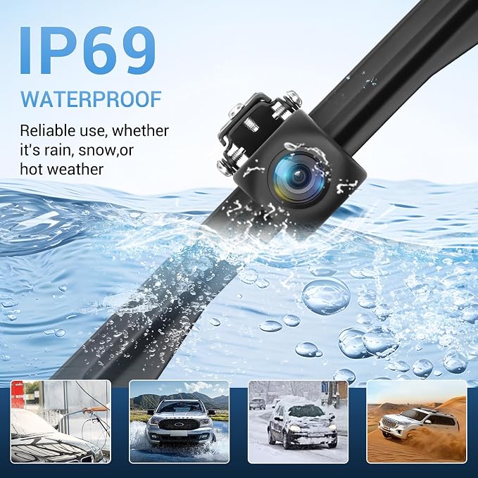 AHD 1080P License Plate Backup Camera, 170 Degree Wide Angle Clear Night Vision Metal Housing Guide Line On/Off Waterproof Reverse Rear View Camera for Car Truck