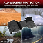 Floor Mats 2014-2018 for Chevy Silverado/GMC Sierra 1500, 2015-2019 2500HD 3500HD (Crew Cab Only/Bench Seat Only) All Weather TPE Custom Fit Car Floor Liners, with Carpet Floor Only