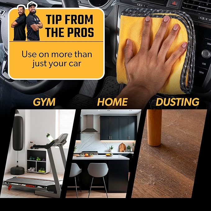 Professional Grade Premium Microfiber Towels for Cars, Gold, 16" x 16", Ultra-Soft and Scratch-Free Car Detailing Cloths for Trucks, Motorcycles, and More - 24 Pack