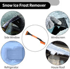 1pc 60x11cm Universal Car Ice Scraper Brush with Broom - SUV Snow Frost Remover for Car Truck RV Windscreen Side Window Anti Crash - Plastic Orange Snow Shoveling Defrost Clearing